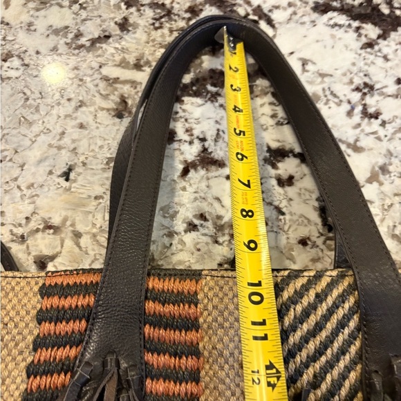 Zara Ethnic Woven And leather Fringe Tote Bag - Picture 9 of 12